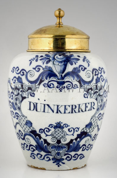 Delft Tobacco Jar...with cover
Circa 1770
Dutch, entire view